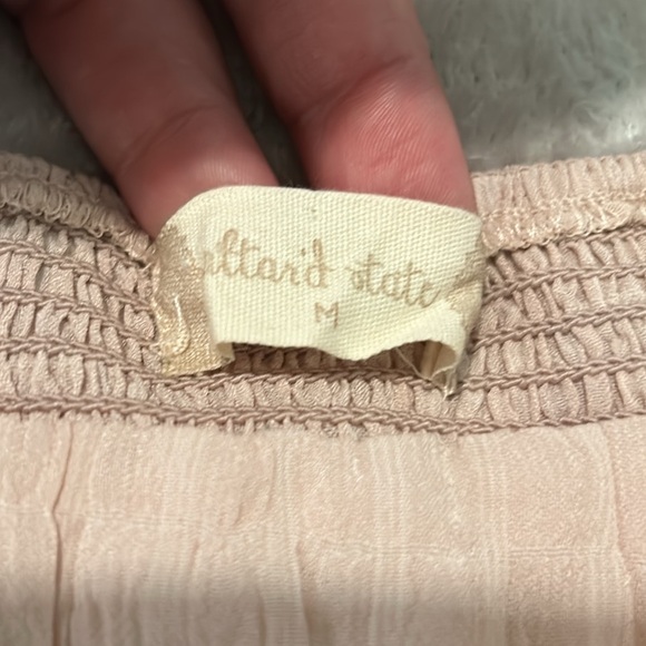 Altar'd State crop top beige size med half puffy sleeve square neck smock back - Picture 7 of 8